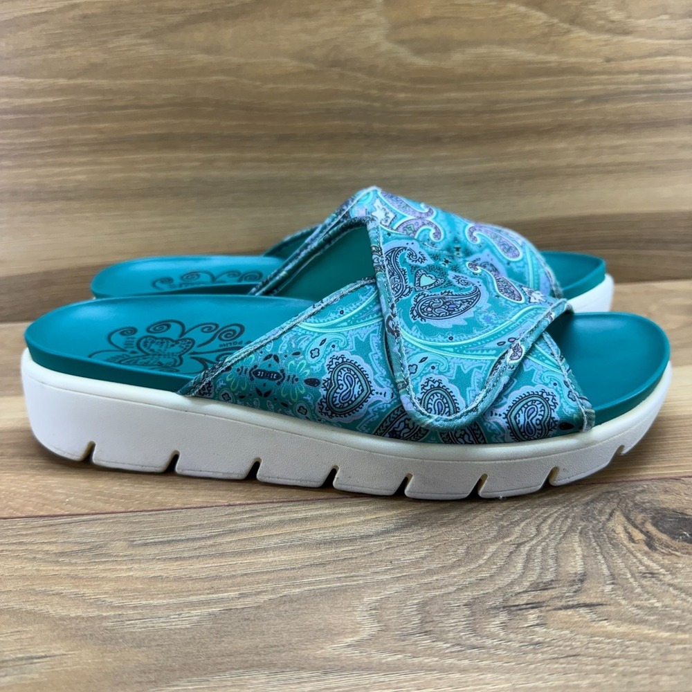 Alegria Airie Teal Paisley Sandals Womens 9 EU 39 Comfort Slide Vacation Resort - Picture 5 of 11